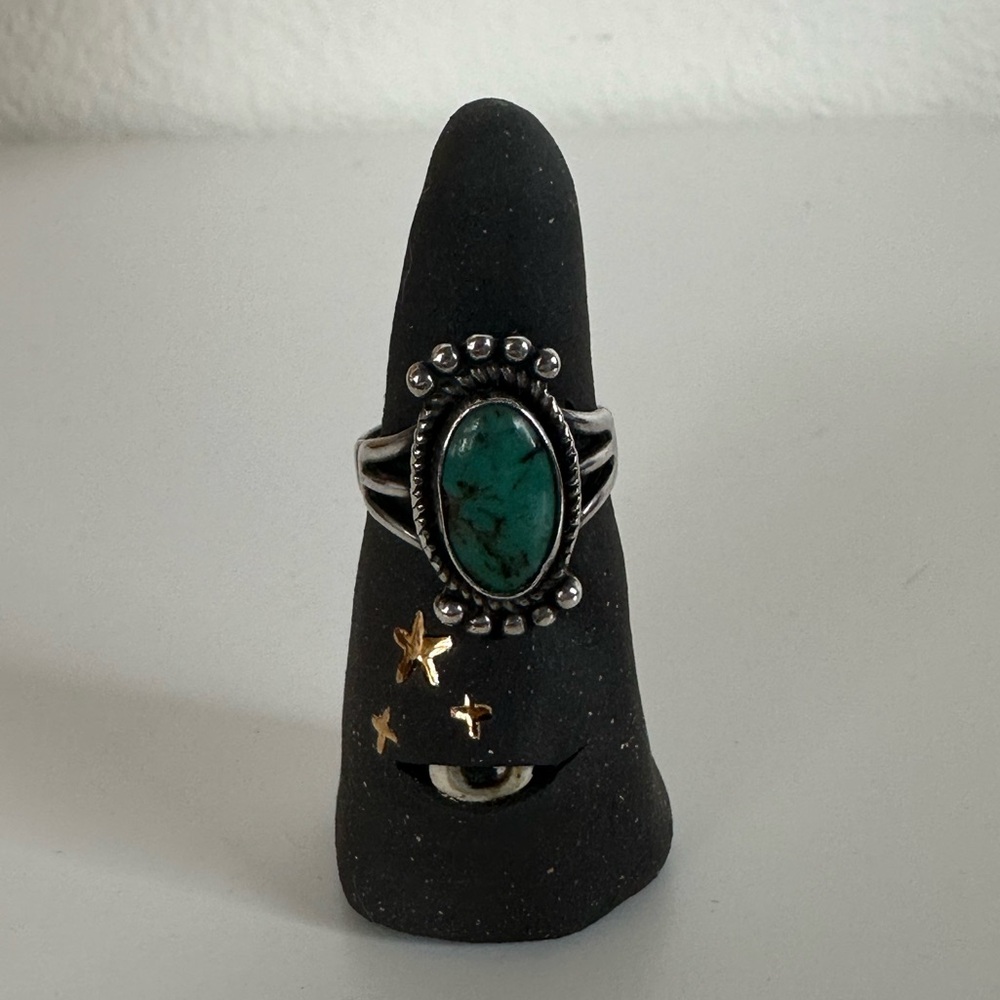 Silver and turquoise ring size 6